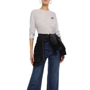 ZOE KARSSEN Striped Long Sleeve Cotton Tee - Women’s Size Large - NEW